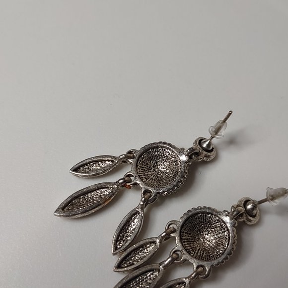 Green And Orange Dangle Earrings - Picture 9 of 9